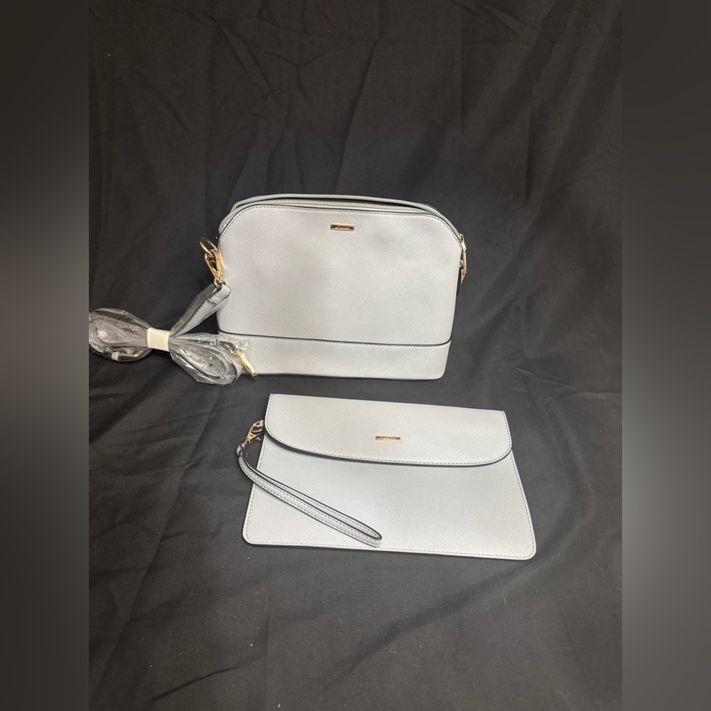 Elegant Gray Handbag and Clutch Set
